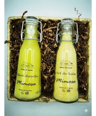 Coffret Duo Bain Douche et Sels de Bain Mimosa - Fait main à Cannes