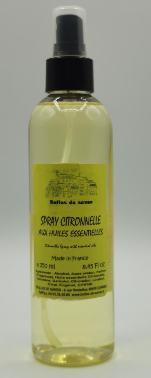 Spray aux huiles essentielles de Citronnelle - Bulles de Savon